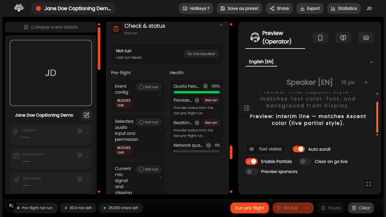 4All preflight controls before a check
