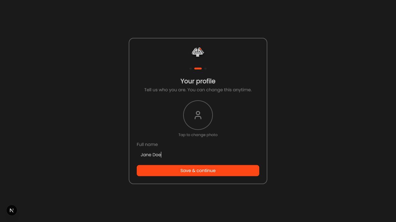 4All profile setup form
