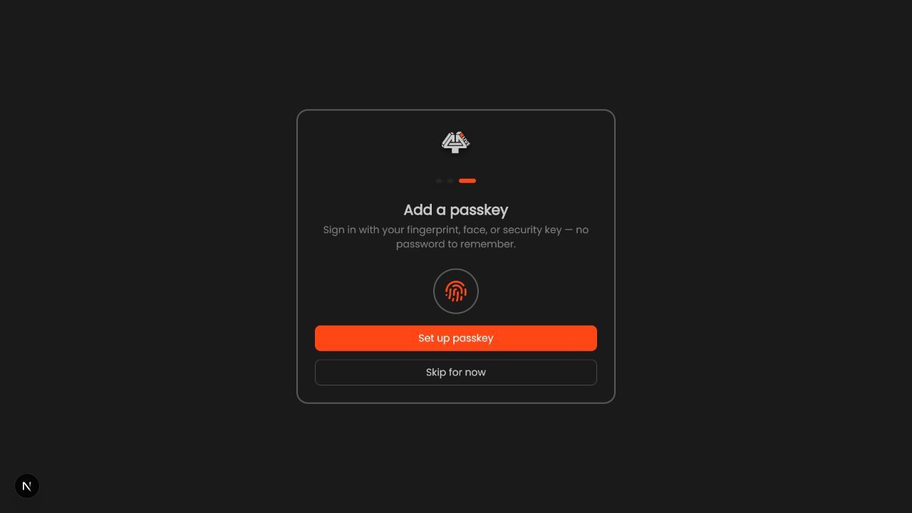 4All passkey onboarding step