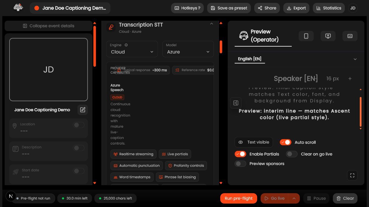 Speech-recognition provider selection in 4All